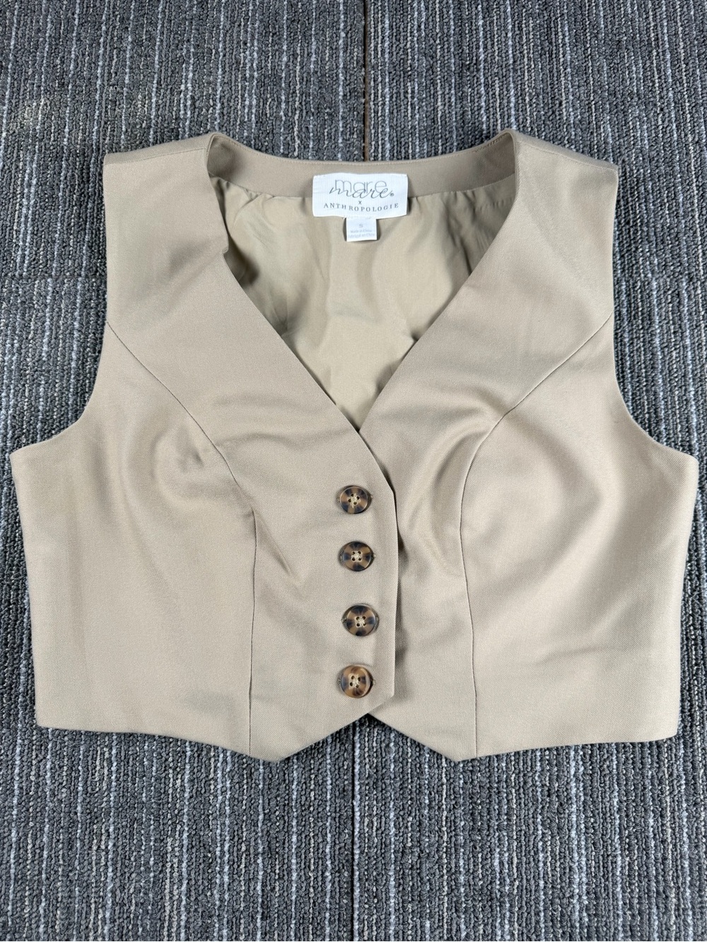 Mare Mare by Anthropologie Beige Cropped Vest Top